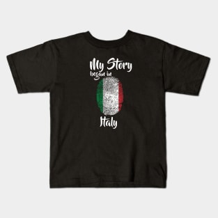 Italy Flag Fingerprint My Story DNA Italian Kids T-Shirt